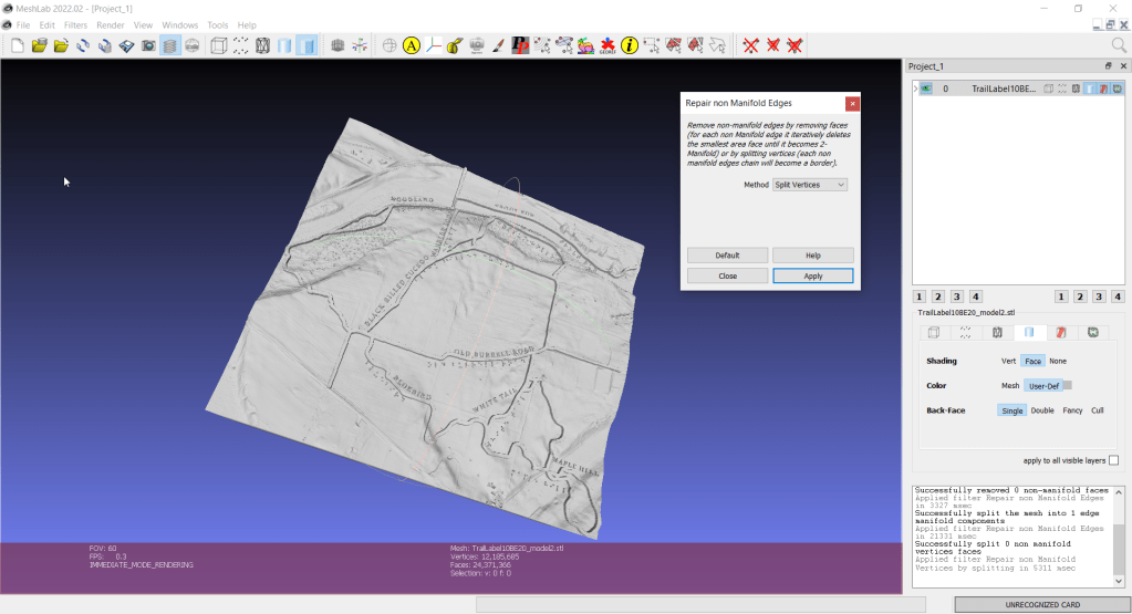 Using MeshLabs to Clean the STL File