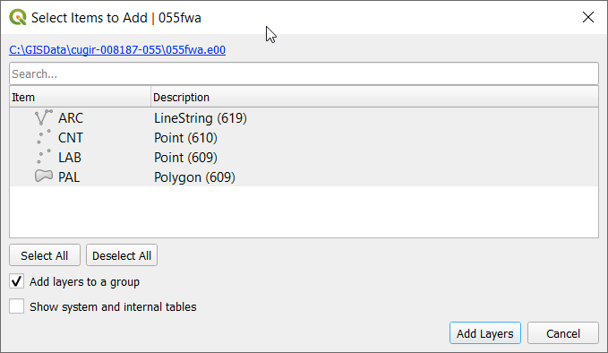 Picking the layers from the e00