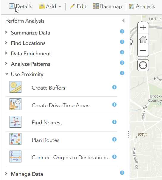Finding the Analysis Use Proximity Tools.